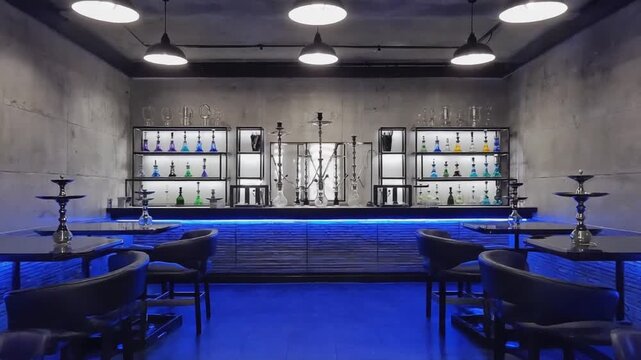 Shisha bar with many shishas.