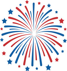 Red, White, and Blue Firework Explosion - Patriotic Celebration Vector Red, White, Blue, Patriotic, Celebration, Fourth, July, Independence, Day, USA, Stars, Stripes, Festival, Event,