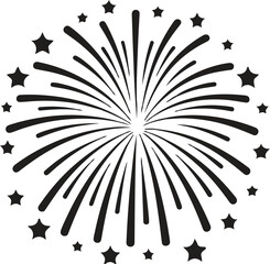 Black and White Firework Explosion Icon - Starburst Celebration Vector Firework, Explosion, Icon, Celebration, Starburst, Abstract