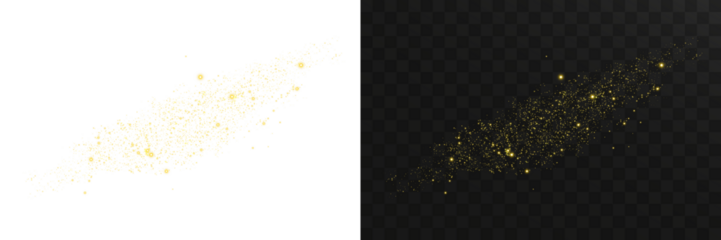 Golden dust light bokeh with shimmering warm particles, glitter highlights, and glowing Christmas sparkle overlay perfect for festive cards, luxury banners, and transparent holiday designs
