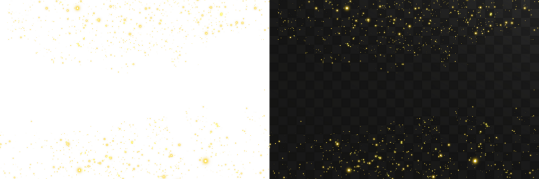 Golden dust light bokeh with shimmering warm particles, glitter highlights, and glowing Christmas sparkle overlay perfect for festive cards, luxury banners, and transparent holiday designs
