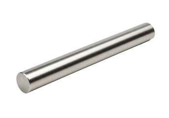 A precision-machined 316 stainless steel bar with a brushed mirror polish on a transparent background with copy space. Concept of industrial engineering