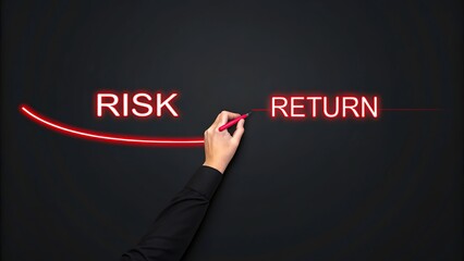 Risk and return financial concept with glowing red line