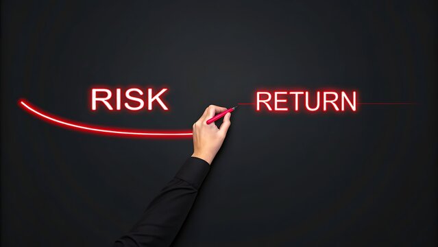 Risk and return financial concept with glowing red line