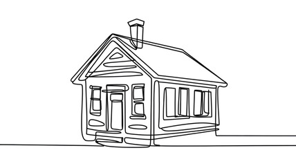 Simple house one line drawing minimalist vector illustration of a home isolated on white background