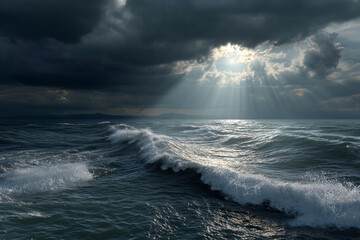  Dramatic ocean landscape with metallic 2026 symbolizing strength and resilience.
