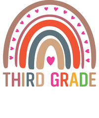 Third grade rainbow Shirt design student kids girls boys  tshirt design boho rainbow leopard tee shirt design