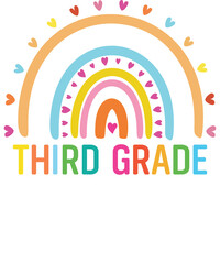Third grade rainbow Shirt design student kids girls boys  tshirt design boho rainbow leopard tee...