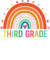 Third grade rainbow Shirt design student kids girls boys  tshirt design boho rainbow leopard tee shirt design