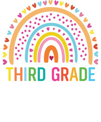 Third grade rainbow Shirt design student kids girls boys  tshirt design boho rainbow leopard tee shirt design