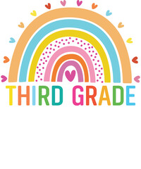 Third grade rainbow Shirt design student kids girls boys  tshirt design boho rainbow leopard tee shirt design