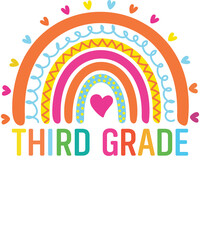 Third grade rainbow Shirt design student kids girls boys  tshirt design boho rainbow leopard tee shirt design