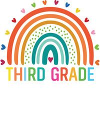 Third grade rainbow Shirt design student kids girls boys  tshirt design boho rainbow leopard tee shirt design
