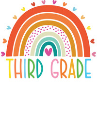 Third grade rainbow Shirt design student kids girls boys  tshirt design boho rainbow leopard tee shirt design
