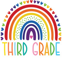Third grade rainbow Shirt design student kids girls boys  tshirt design boho rainbow leopard tee shirt design