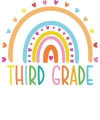 Third grade rainbow Shirt design student kids girls boys  tshirt design boho rainbow leopard tee shirt design