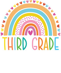 Third grade rainbow Shirt design student kids girls boys  tshirt design boho rainbow leopard tee shirt design