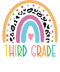 Third grade rainbow Shirt design student kids girls boys  tshirt design boho rainbow leopard tee shirt design
