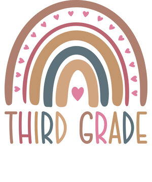 Third grade rainbow Shirt design student kids girls boys  tshirt design boho rainbow leopard tee shirt design