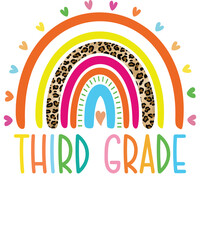 Third grade rainbow Shirt design student kids girls boys  tshirt design boho rainbow leopard tee shirt design