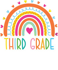 Third grade rainbow Shirt design student kids girls boys  tshirt design boho rainbow leopard tee shirt design