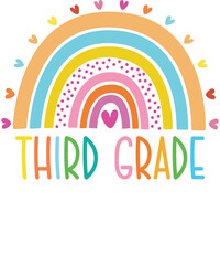 Third grade rainbow Shirt design student kids girls boys  tshirt design boho rainbow leopard tee shirt design