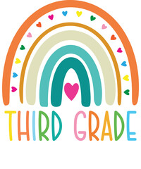 Third grade rainbow Shirt design student kids girls boys  tshirt design boho rainbow leopard tee shirt design