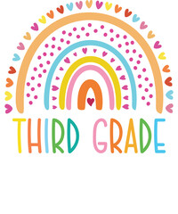 Third grade rainbow Shirt design student kids girls boys  tshirt design boho rainbow leopard tee shirt design