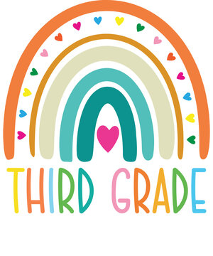 Third grade rainbow Shirt design student kids girls boys  tshirt design boho rainbow leopard tee shirt design