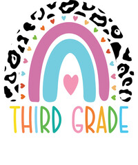 Third grade rainbow Shirt design student kids girls boys  tshirt design boho rainbow leopard tee shirt design