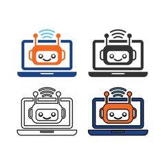 AI chatbot robot vector icon on laptop screen