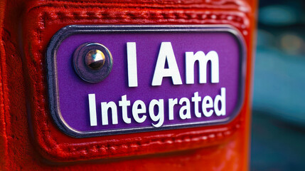3D Illustration of I Am Integrated Name Tag Sticker Concept for Branding and Identity