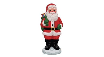 Cheerful Santa Claus figurine with sack full of gifts, holiday decoration