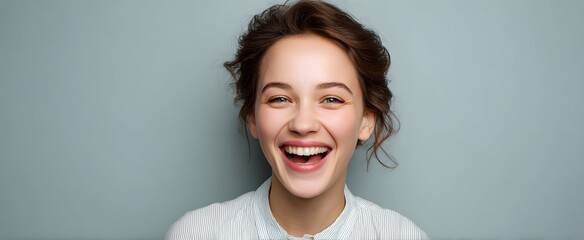 Wide joyful grin lighting up the face like sunshine after a storm.