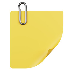 3D Sticky Note Icon with Paper Clip