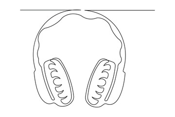 Music headset continuous outline drawing simple style sound equipment