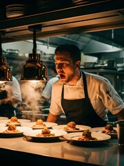 Chef Calling Orders at Pass Window &ndash; Cinematic Hot Kitchen Scene