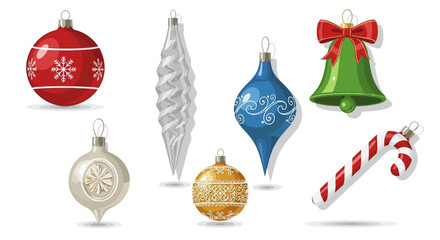 Assorted Christmas Ornaments and Candy Cane Decoration