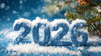 frosty 2026 numbers covered in snow in a festive winter landscape