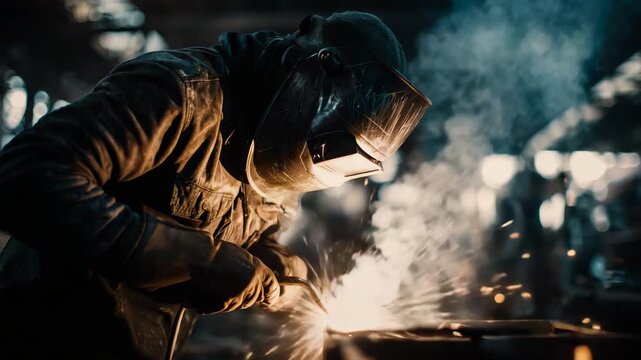 Industrial workshop welding operation [4K]