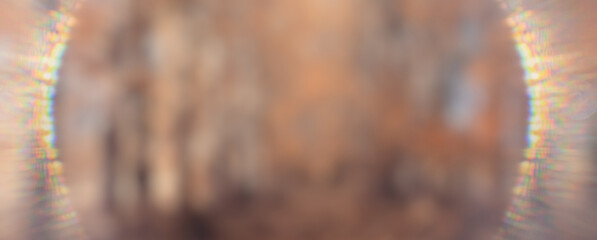 Sunbeam glare frame on blurred background, horizontal long design