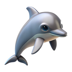 Obraz premium A sleek grey dolphin with blue eyes isolated on transparent background