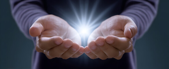 The serene reiki practitioner gently channeling vibrant healing energy through open hands