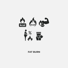 Fat Burning Concept Logo Set Calories 