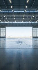 Expansive architecture showcasing contemporary hangar construction with modern design and vast space