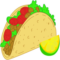 Cute Taco  with Lemon Slice, Taco food, kawaii food
