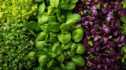 Fresh vibrant microgreens with water droplets growing