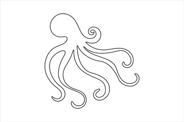Octopus one line art simple minimalist outline marine vector design icon
