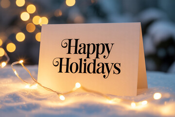 Wishing you happy holidays with this festive greeting card and twinkling lights to bring joy and warmth to your season's greetings and celebrate the new year