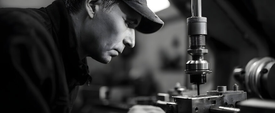 The skilled machinist expertly handles precision lathe tools for intricate metal shaping tasks